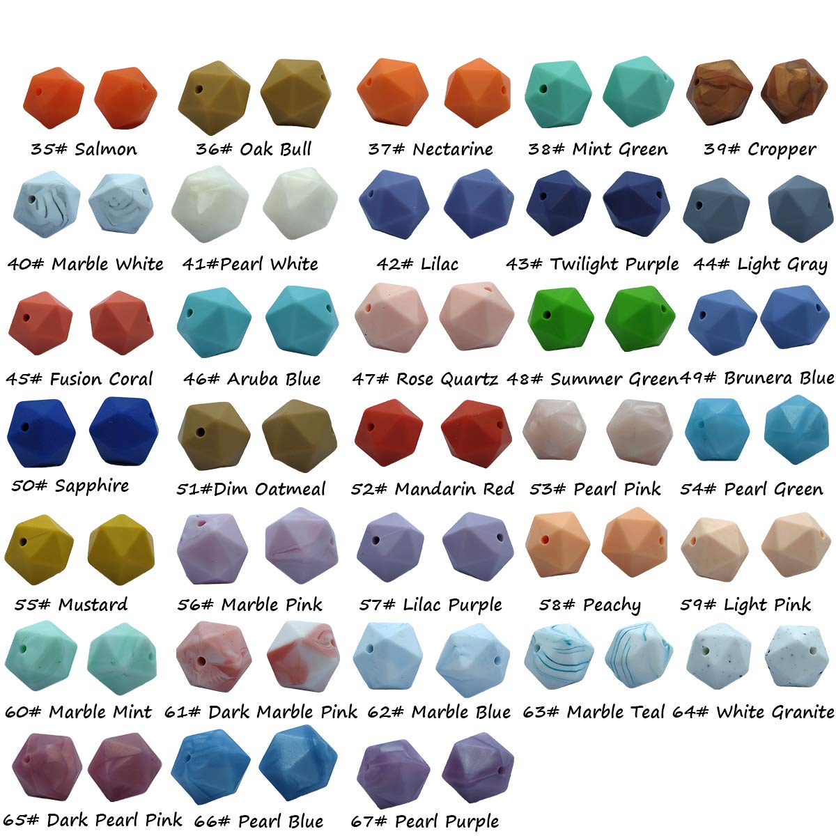 17mm Silicone Pearl Beads for DIY Jewelry & Keychains - 30pcs Hexagon Beads for Crafts & Gifts