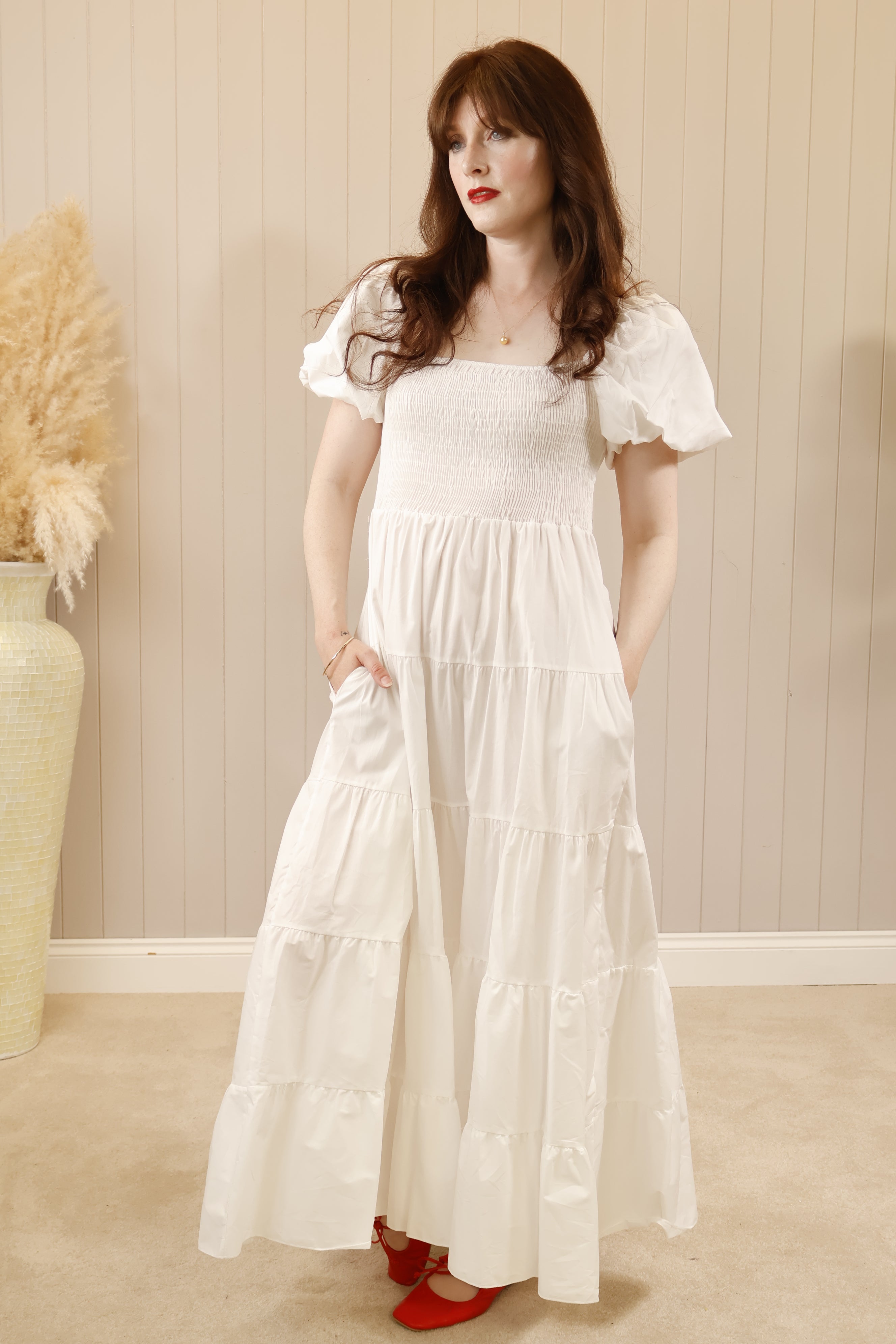 Grace Gypsy Dress White - Bohemian Floral Maxi Dress for Women - Perfect for Festivals, Beach Vacations & Summer Outfits