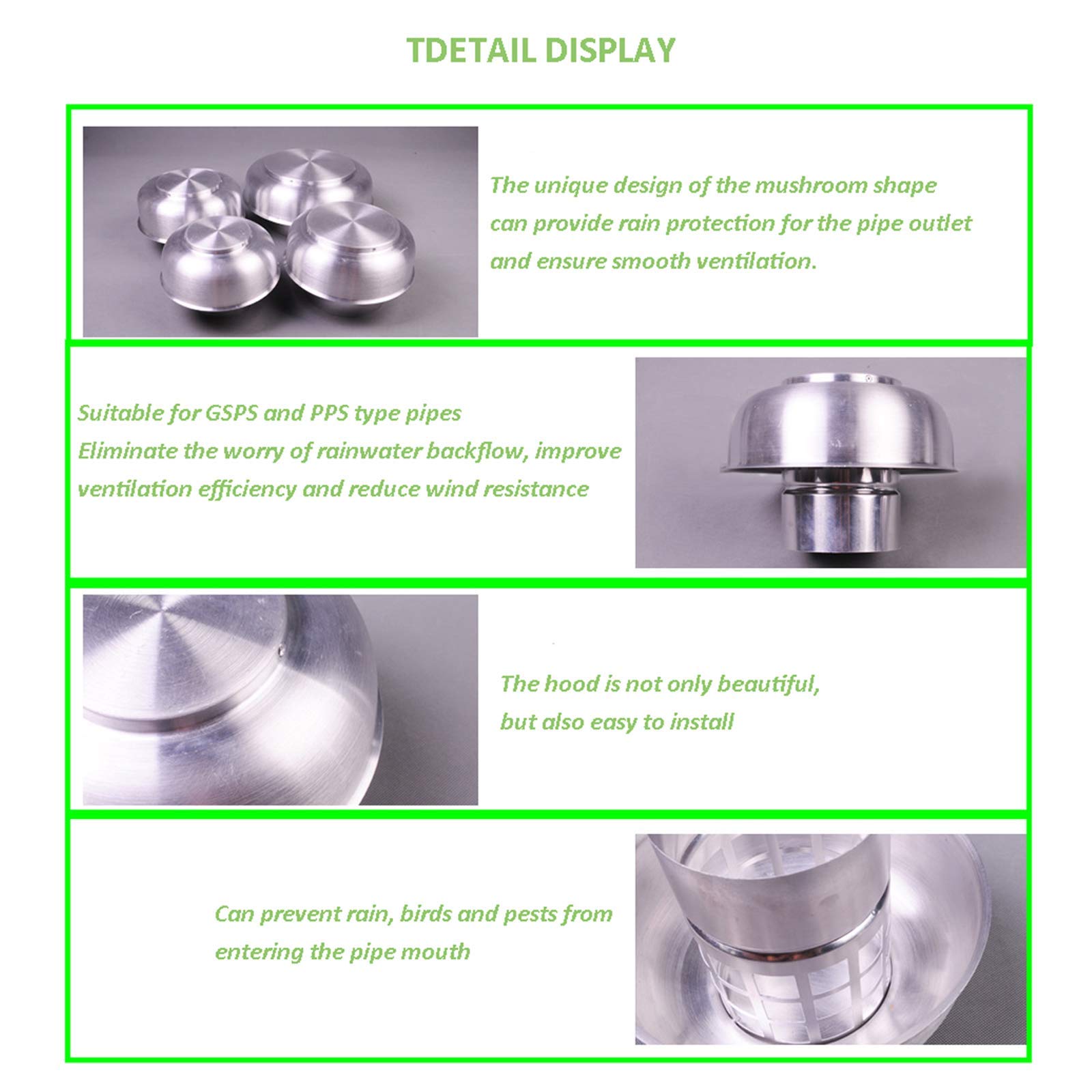 MBROS 108mm Round Chimney Cowl Cap - Rain Cover, Draught & Fire Roof Protector - Durable Air Vent Cap for Fireplace & Stove Pipes (Outdoor Use)