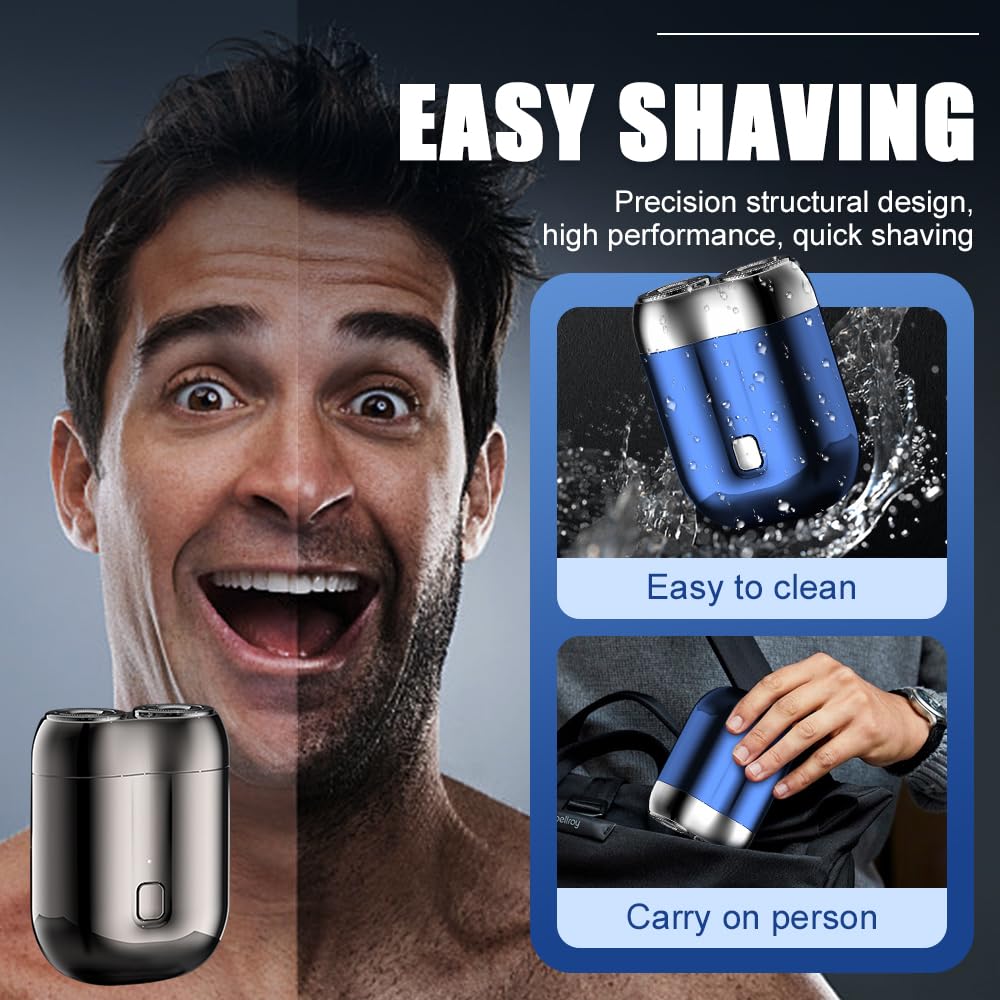 2025 Mini Dual-Head Electric Shaver for Men & Women - Portable Pocket Size, Waterproof USB Rechargeable Trimmer - Perfect for Travel, Home & Office Use (Silver) | Smooth Shaving Anywhere