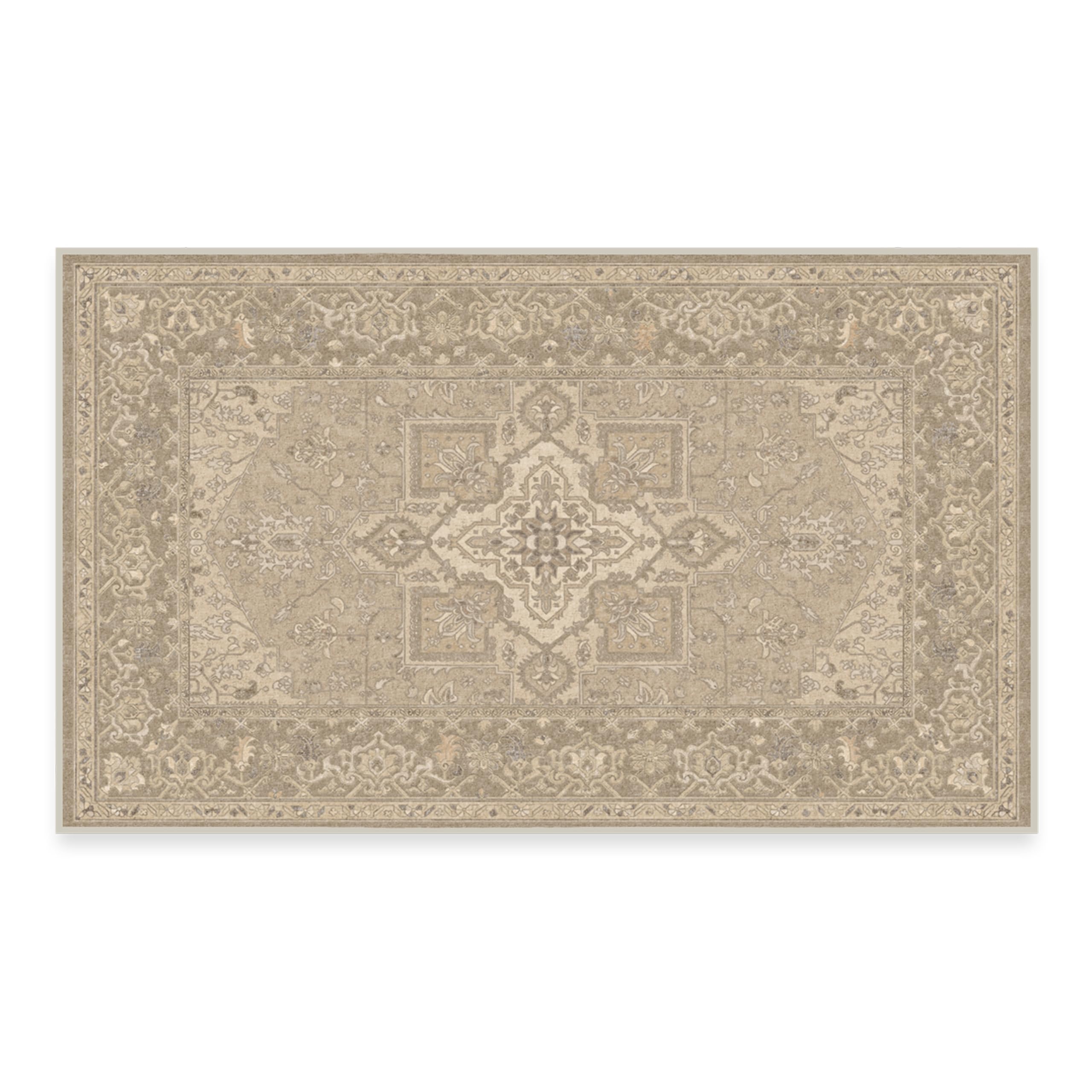 RUGGABLE x Maral Heriz Washable 3x5 Area Rug in Creme | Non-Slip Premium Rug for Living Room, Bedroom, Kitchen, Office & Classroom | Perfect for High-Traffic Areas & Pet-Friendly Homes