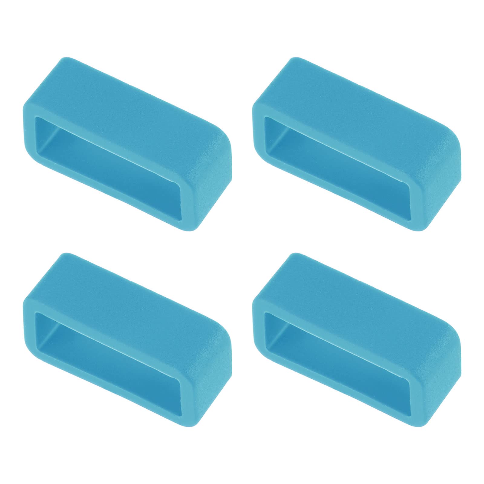 uxcell 16mm Width Turquoise Blue Silicone Watch Band Strap Loops - 4 Pcs Rubber Replacement Fastener Rings for Secure Watch Holder Keeper - Perfect for Sports, Fitness & Everyday Wear