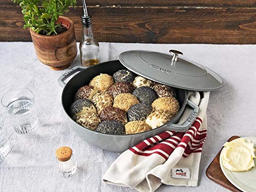 STAUB Cast Iron Chistera Dutch Oven, 28 cm (11 Inch) - Graphite Grey Enameled Cookware for Braising, Stewing & Baking - Perfect for Soups, Casseroles & Bread Making