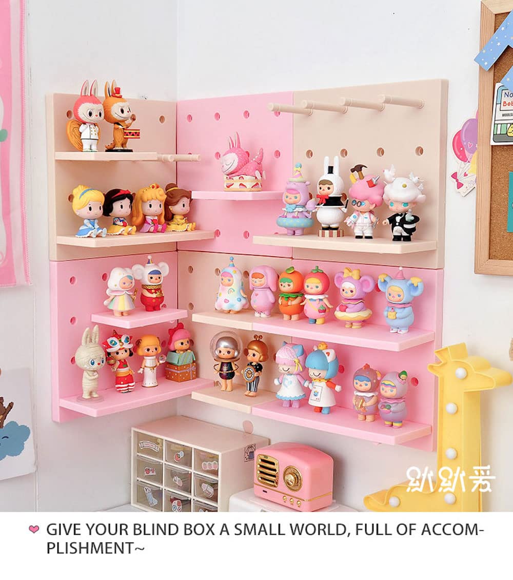 JHTPSLR DIY Wall Shelves - 8.7 Inch Cute Kawaii Floating Shelves, No Drill Damage-Free Wall Storage Rack, Multi-Layer Easy Assembly for Teen Girls Room, Bedroom, Dorm, Balcony Decor (Pink) - Perfect for Organizing Books, Plants & Decorative Items