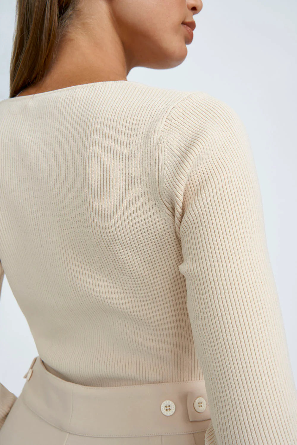 COBIE KNIT TOP in Sand - Women's Casual Knit Sweater for Everyday Wear, Office & Outings