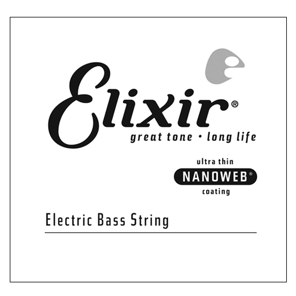Elixir Electric Bass Strings with NANOWEB Coating - .050 Gauge, Long Scale for Enhanced Durability & Bright Tone - Perfect for Rock, Jazz & Studio Recording
