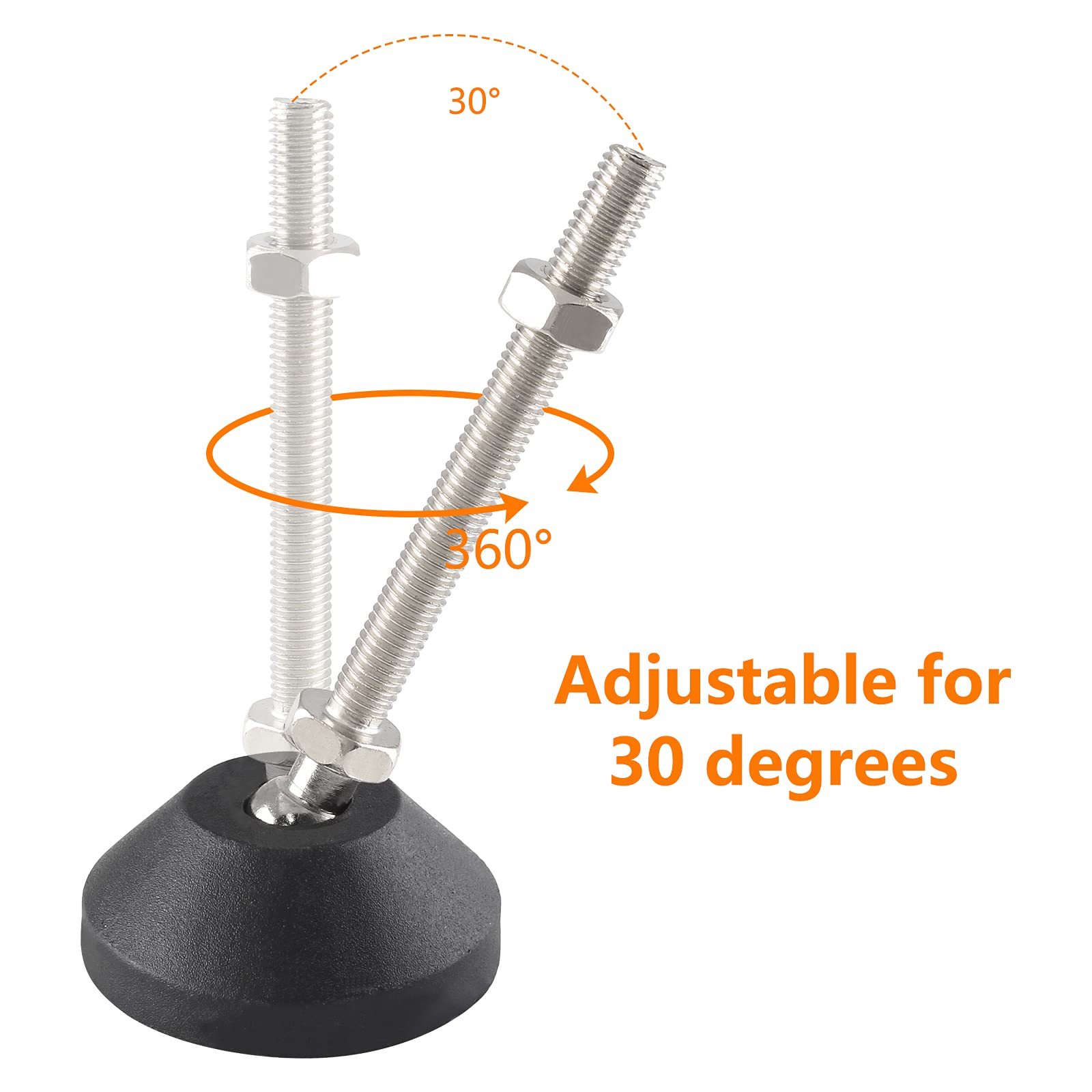 4 Pcs Adjustable Leveling Feet - Swivel Furniture Levelers with M8 Thread (1.9