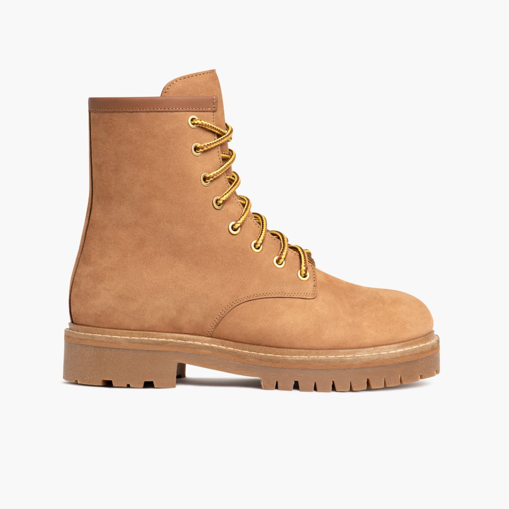 Combat Boots for Men | Tan Nubuck Leather Military Style Boots - Durable & Comfortable for Outdoor Work, Hiking & Tactical Use