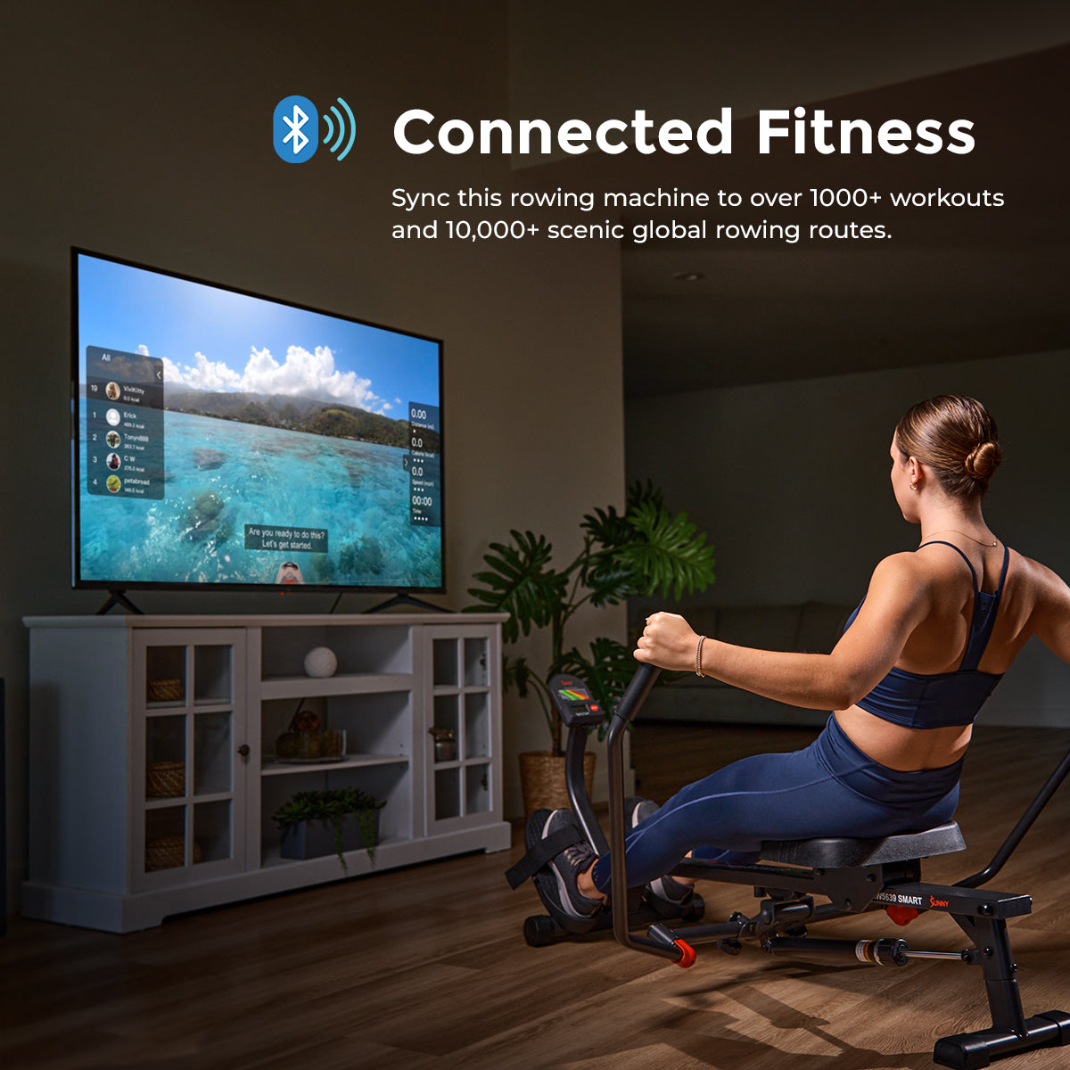 Smart Compact Full Motion Rowing Machine with 12 Levels Hydraulic Resistance - Home Gym Equipment for Cardio Workout & Full Body Training - Perfect for Small Spaces & Indoor Fitness