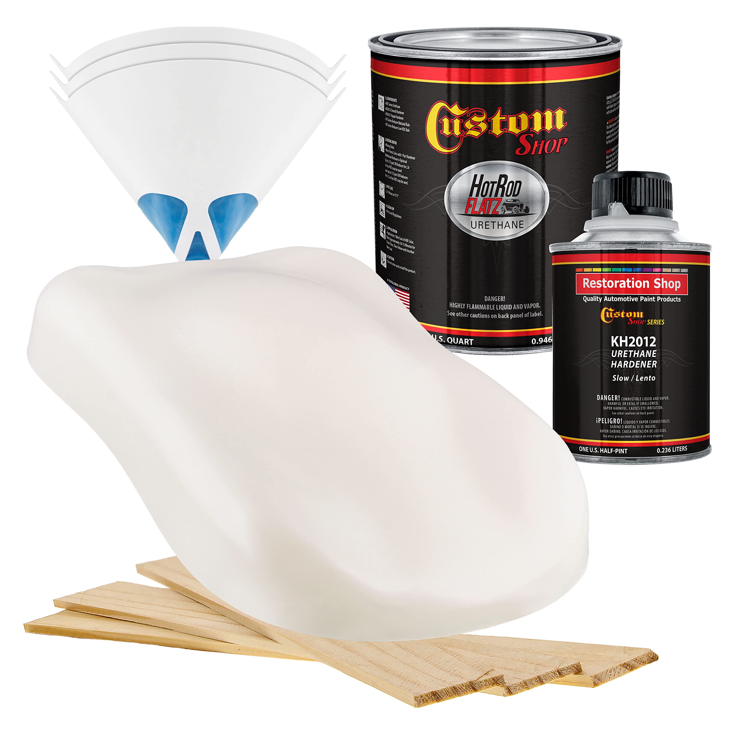 Olympic White Hot Rod Flatz Flat Matte Satin Urethane Auto Paint Kit - Professional Low Sheen Automotive Coating for Cars & Trucks (4:1 Mix Ratio) - Perfect for Custom Car Shops, Hot Rod Restoration & DIY Vehicle Projects