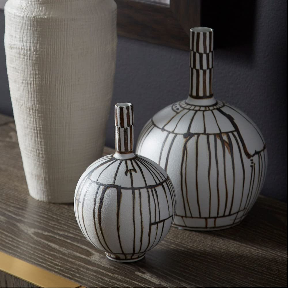Leela - 17.5 Inch Tall Ceramic Vase with 7 Inch Wide Opening - Elegant Home Decor for Living Room, Dining Table & Wedding Centerpieces
