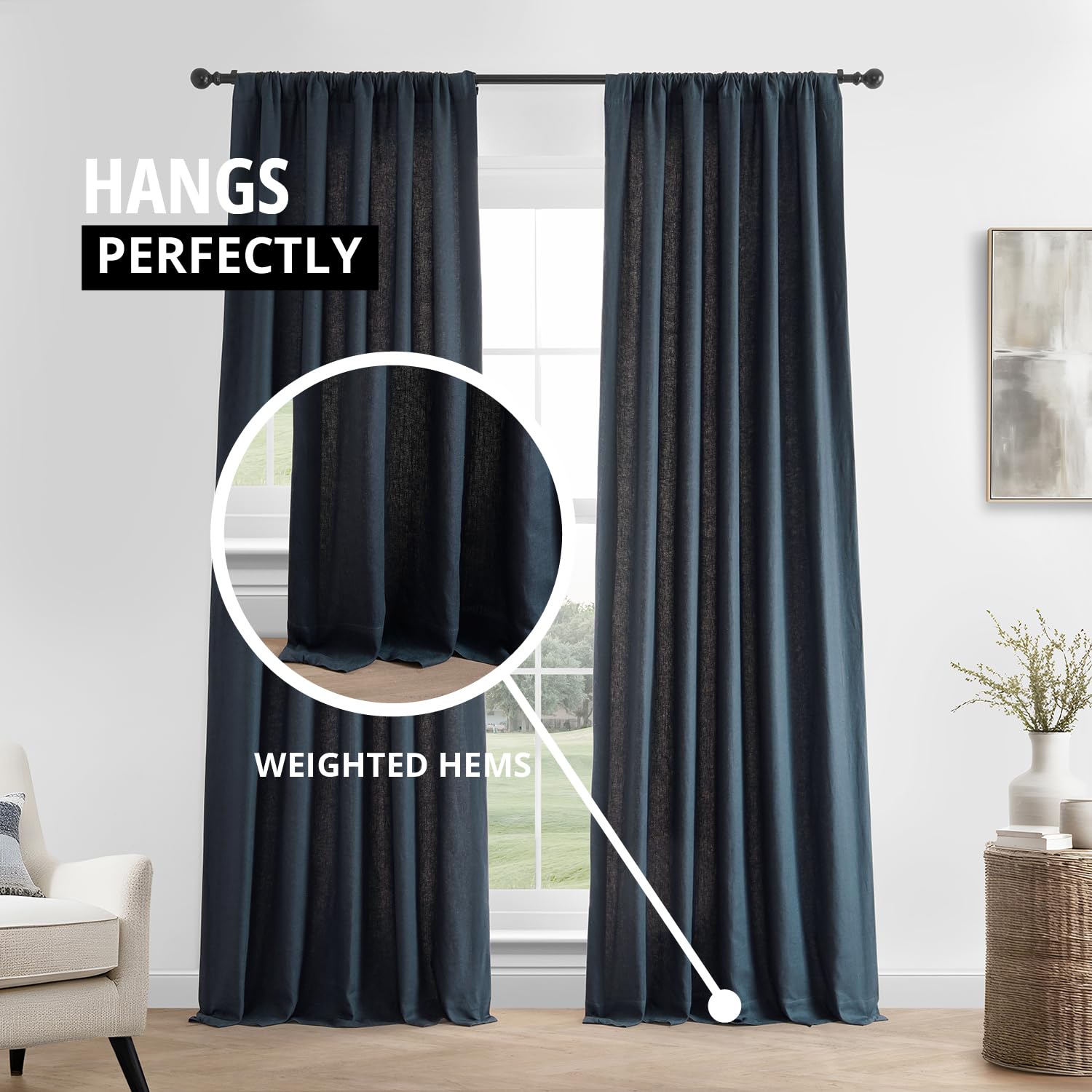Premium French Linen Blackout Curtains 108