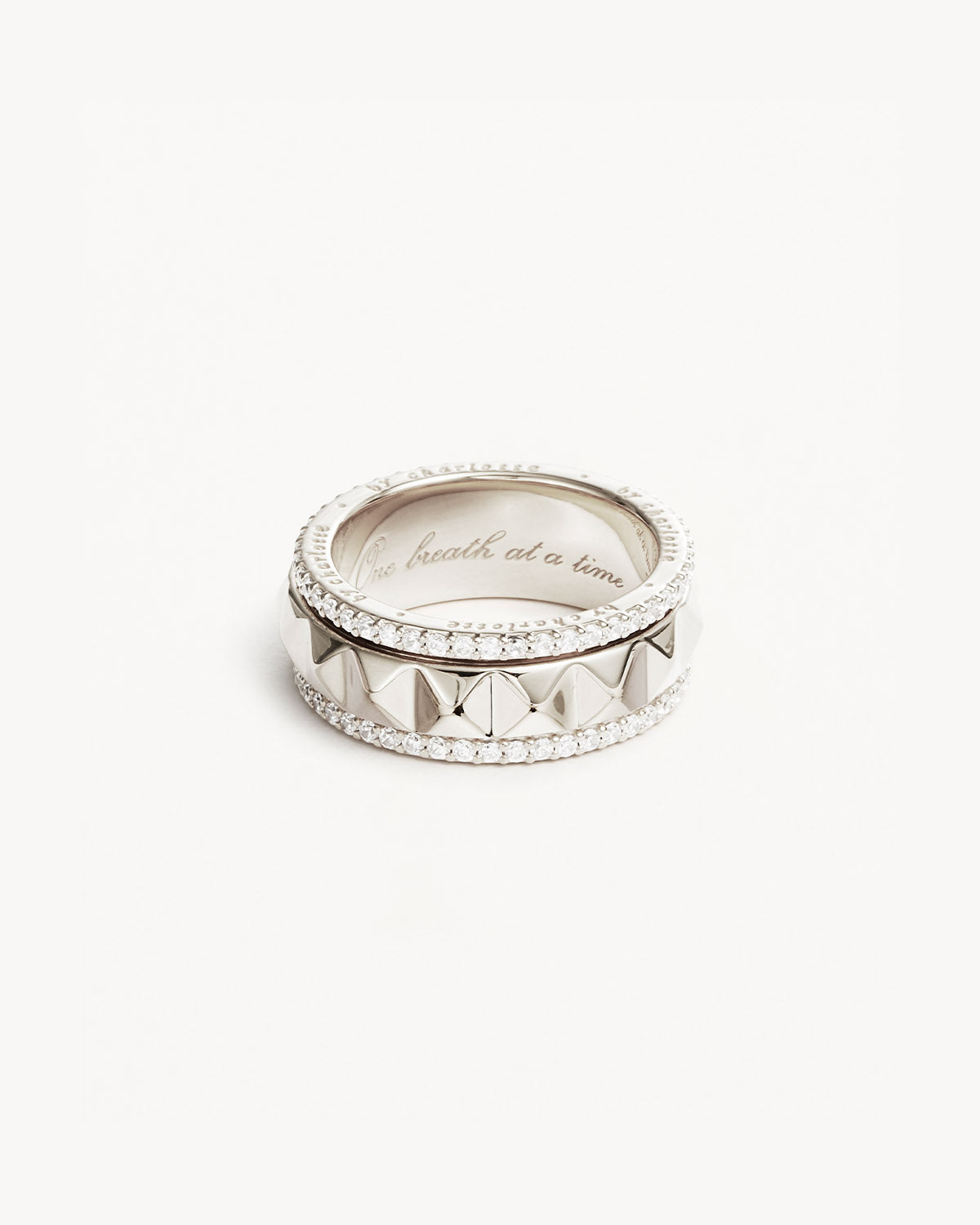 Sterling Silver Spinning Meditation Ring for Anxiety Relief - One Breath at a Time Mindfulness Jewelry for Stress Reduction & Focus - Perfect for Yoga, Meditation, and Daily Wear