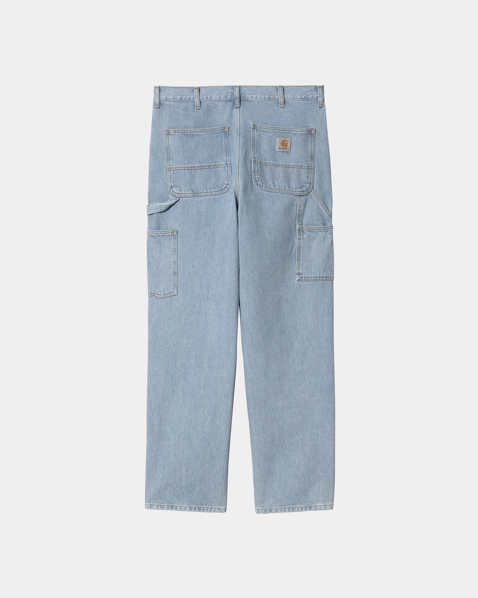 Men's Double Knee Work Pants - Heavy Stone Bleached Denim Jeans for Construction & Outdoor Work | Durable Blue Workwear for Carpenters, Mechanics & Laborers