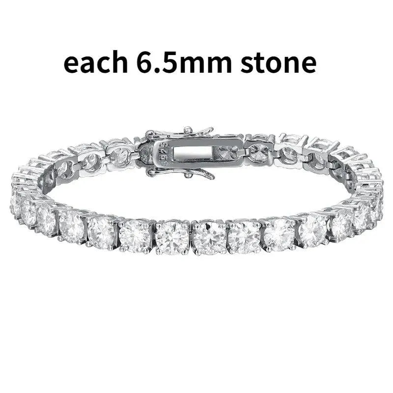 6.5mm Genuine Moissanite Tennis Bracelet for Women - 925 Sterling Silver Platinum Plated Wedding Jewelry - Perfect Christmas Gift, Anniversary Present & Special Occasion Accessory