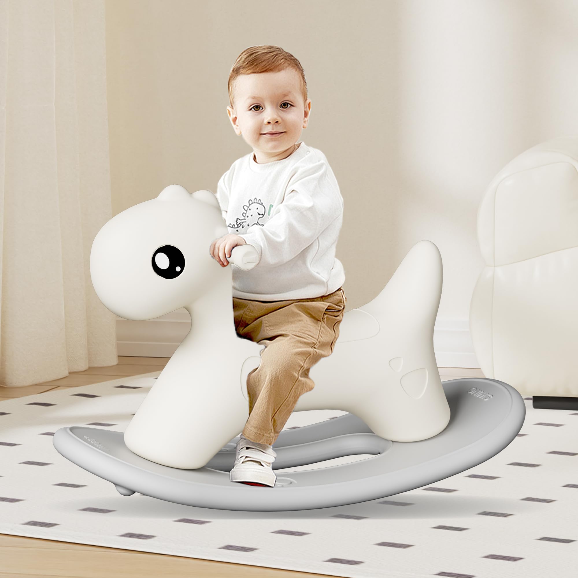 Hoopyosms Kids Plastic Rocking Horse - Fun Ride-On Toy for Toddlers Ages 1-3 | Indoor/Outdoor Rocking Toy for Boys & Girls | Perfect for Playrooms, Daycares & Backyard Playtime