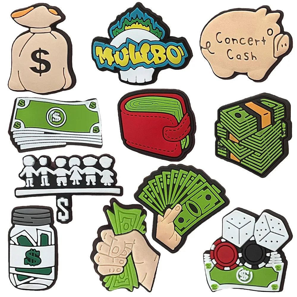 1PCS Funny Dollar Money Shoe Charms - PVC Cartoon DIY Sandal Accessories for Clogs - Unisex Decoration for Boys & Adults - Perfect for Xmas Parties, Gifts & Everyday Fashion