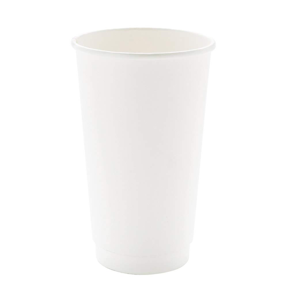 20oz Disposable Coffee Cups - 250 Pack Insulated Double Wall Paper Hot Beverage Cups, Leakproof & Eco-Friendly, White Rolled-Rim Design - Perfect for Coffee Shops, Offices, and Catering Events (Lids Sold Separately)