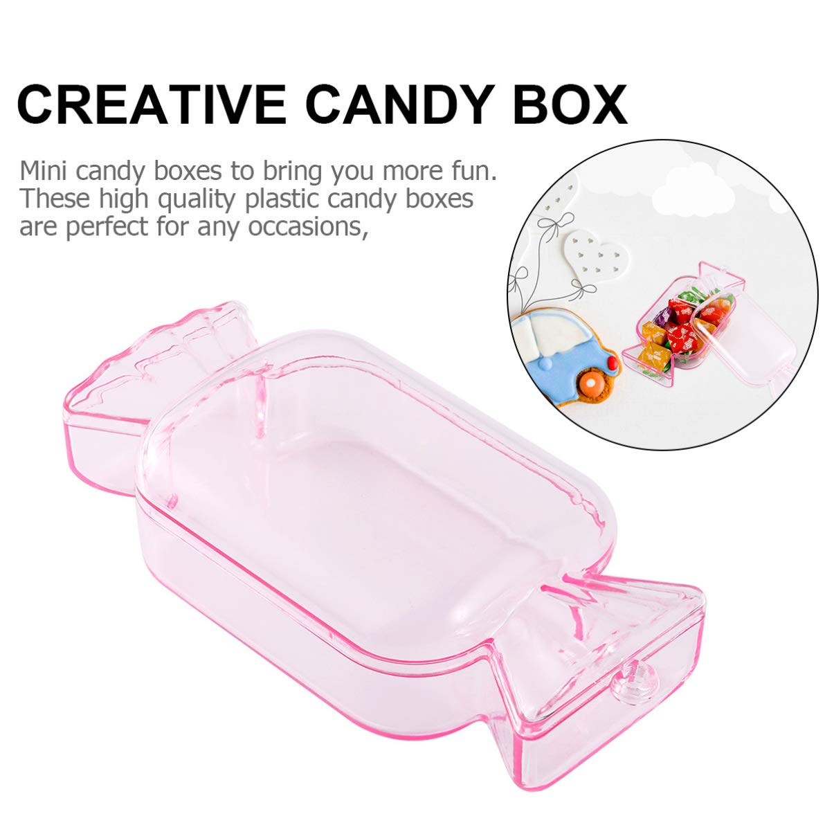 NUOBESTY 12-Piece Extra Large Clear Plastic Candy Containers for Halloween, Parties & Weddings - Transparent Polystyrene Candy Storage Boxes & Display Stands - Perfect for Bulk Candy, Treats, Snacks & Small Item Organization