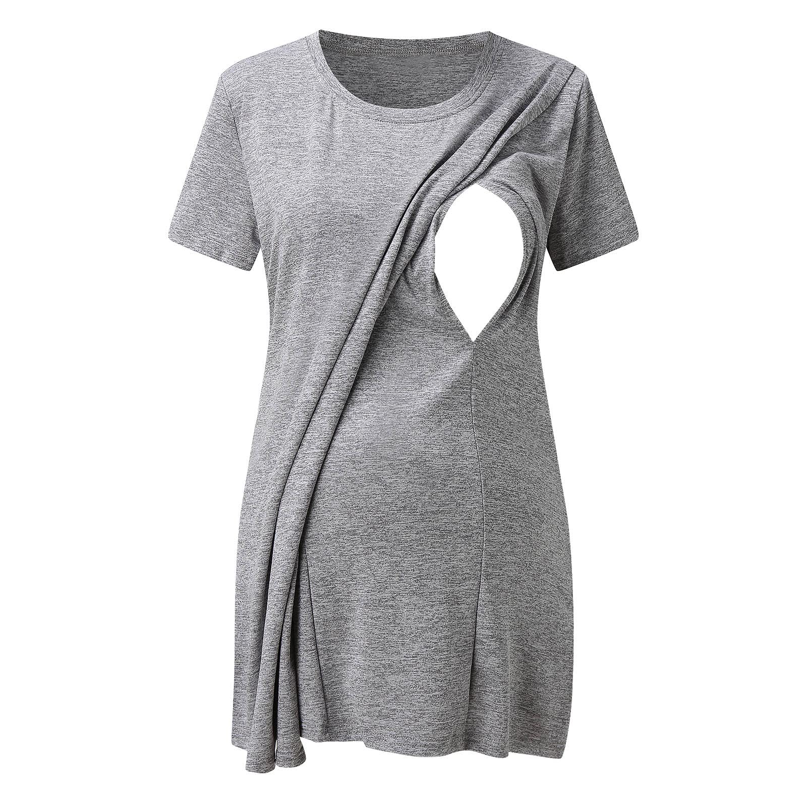 Soft Double Layer Maternity Nursing Tank Top for Women - Comfortable Breastfeeding Shirt with Short Sleeves | Perfect for Pregnancy, Nursing & Everyday Wear