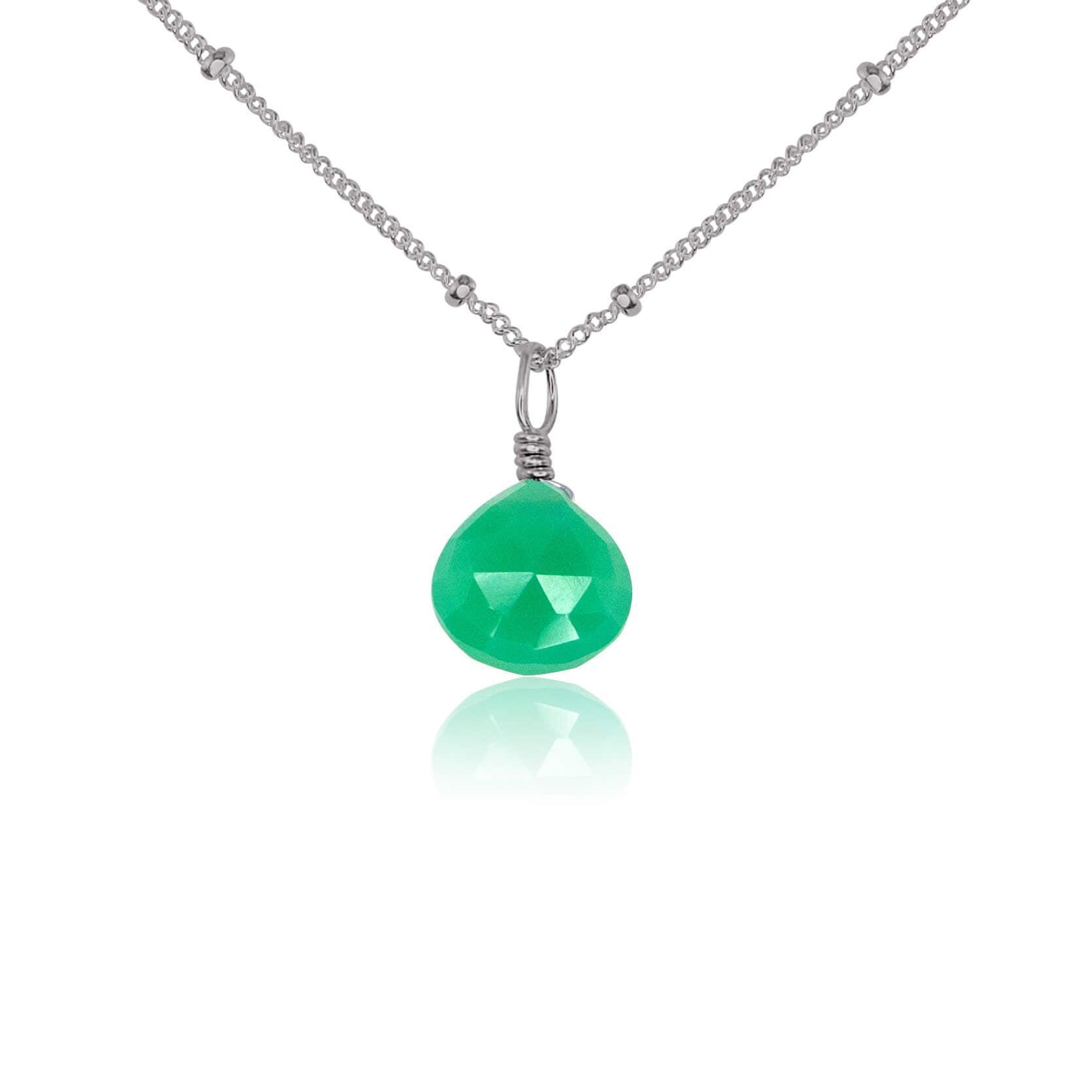 Natural Chrysoprase Teardrop Crystal Pendant Necklace for Women - Healing Stone Jewelry for Meditation, Yoga & Spiritual Gifts
