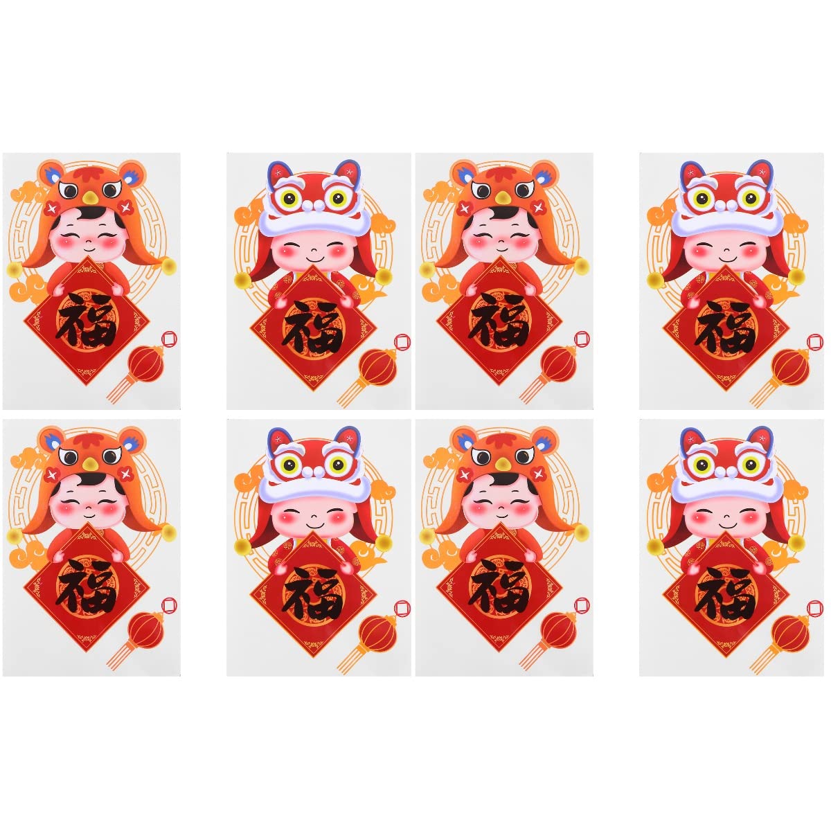 DOITOOL 4 Pairs Chinese New Year Window Stickers - Spring Festival Window Decals, Red Holiday Decorations for Home & Office - Perfect for Lunar New Year Celebrations and Festive Decor