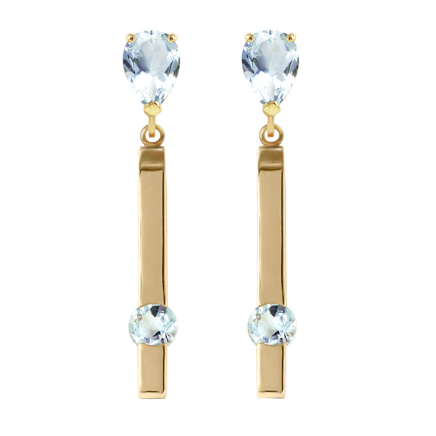 14K Yellow Gold Chandelier Earrings with Natural Aquamarine Gemstones | Elegant Dangling Earrings for Women | Perfect for Weddings, Parties & Special Occasions