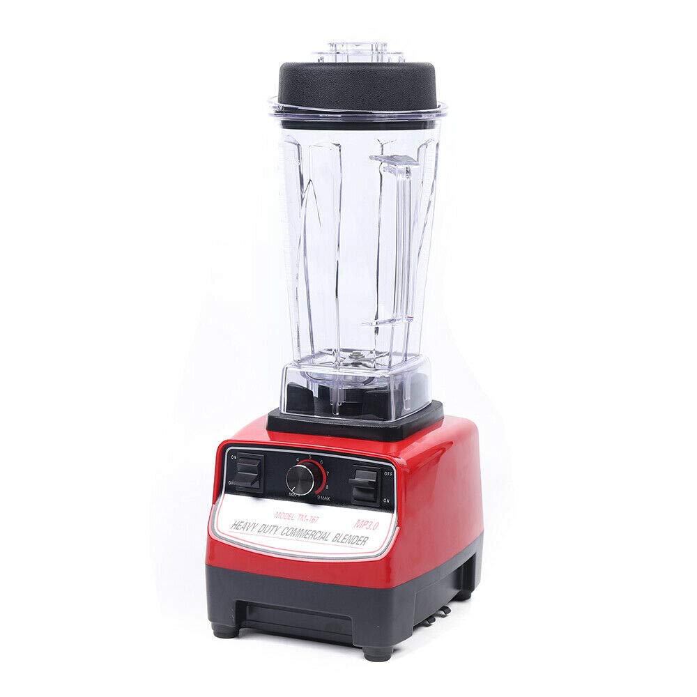 DNYSYSJ 2200W Commercial Blender - High Power Ice Crusher & Smoothie Maker for Fruits, Vegetables - 2L Capacity, 110V/220V Dual Voltage - Low Noise Operation (Red+Black) - Perfect for Restaurants, Juice Bars & Home Kitchens