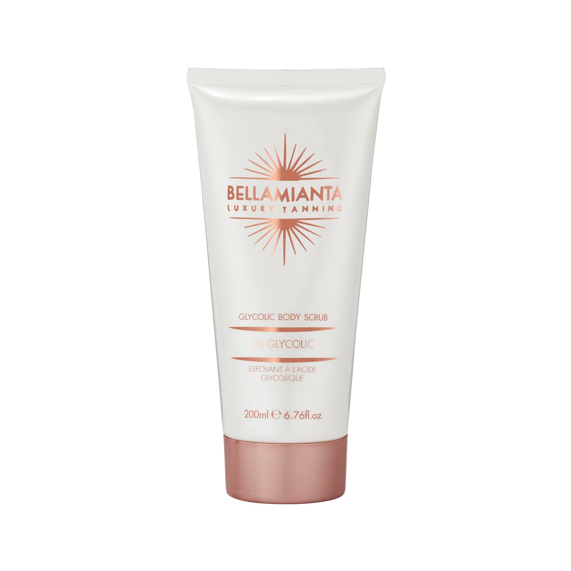 Bellamianta Glycolic Body Scrub with AHA Blend & Seabuckthorn - Triple Action Exfoliating Wash for Tough Tan Removal - 200ml Skin Brightening Body Polish - Perfect for Pre-Summer Prep & Post-Tanning Care