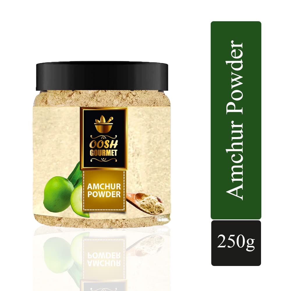 OOSH Amchur Powder 250g - Premium Dry Mango Powder for Cooking | Natural Sour Spice | Indian Kitchen Essential | Amchoor Khatai Powder | Perfect for Curries, Chutneys & Pickles | Glass Jar Packaging