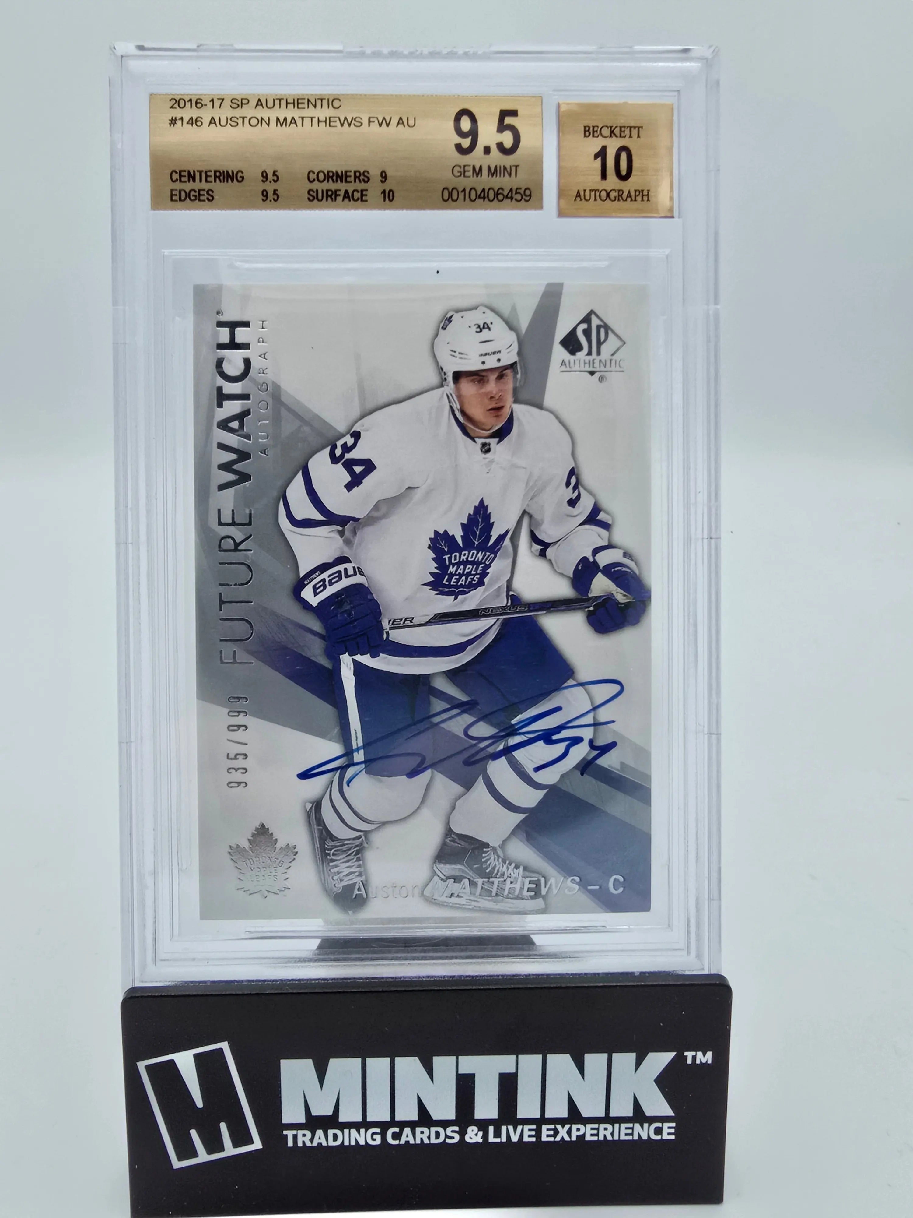 2016-17 SP Authentic BGS 9.5 Auston Matthews Future Watch Auto 935/999 #146 Hockey Card - Perfect for Collectors, Investors & Sports Memorabilia Enthusiasts