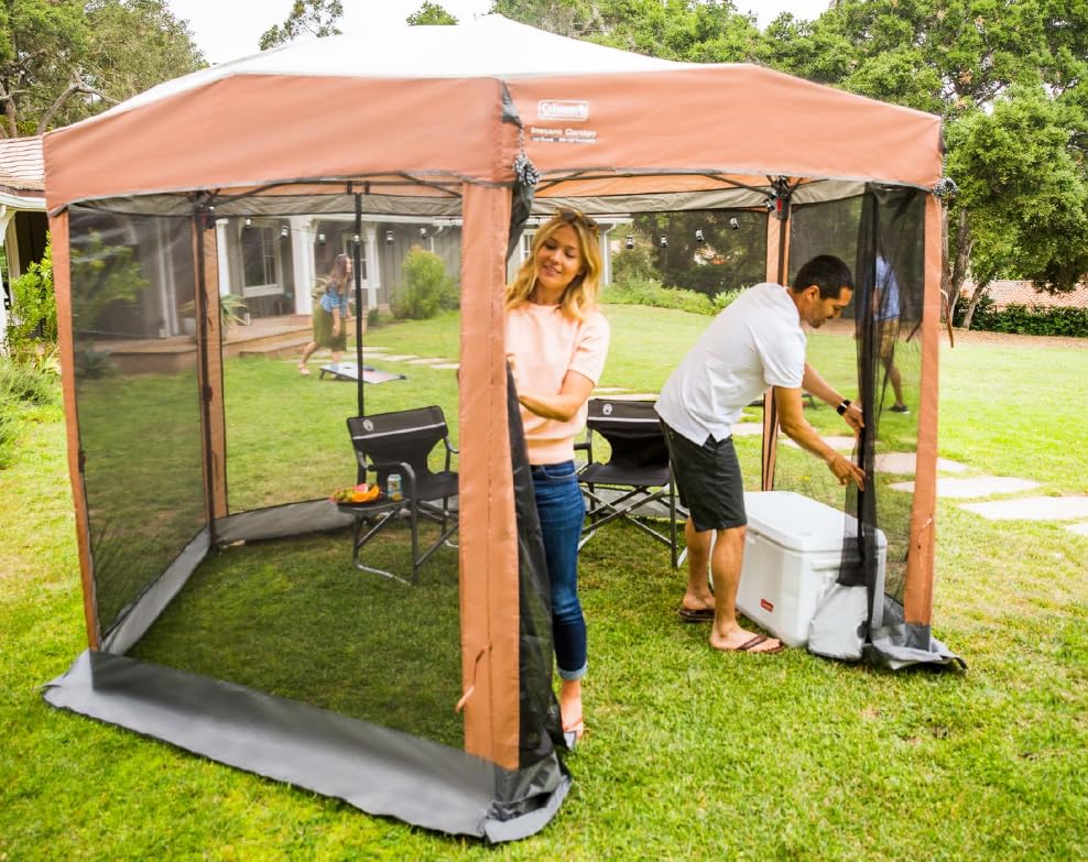 Coleman Back Home Screened Canopy Tent - Instant Setup Bug-Free Outdoor Gazebo for Picnic Tables, Parties, Tailgates & Events | Perfect for Backyard BBQs, Camping & Beach Lounging