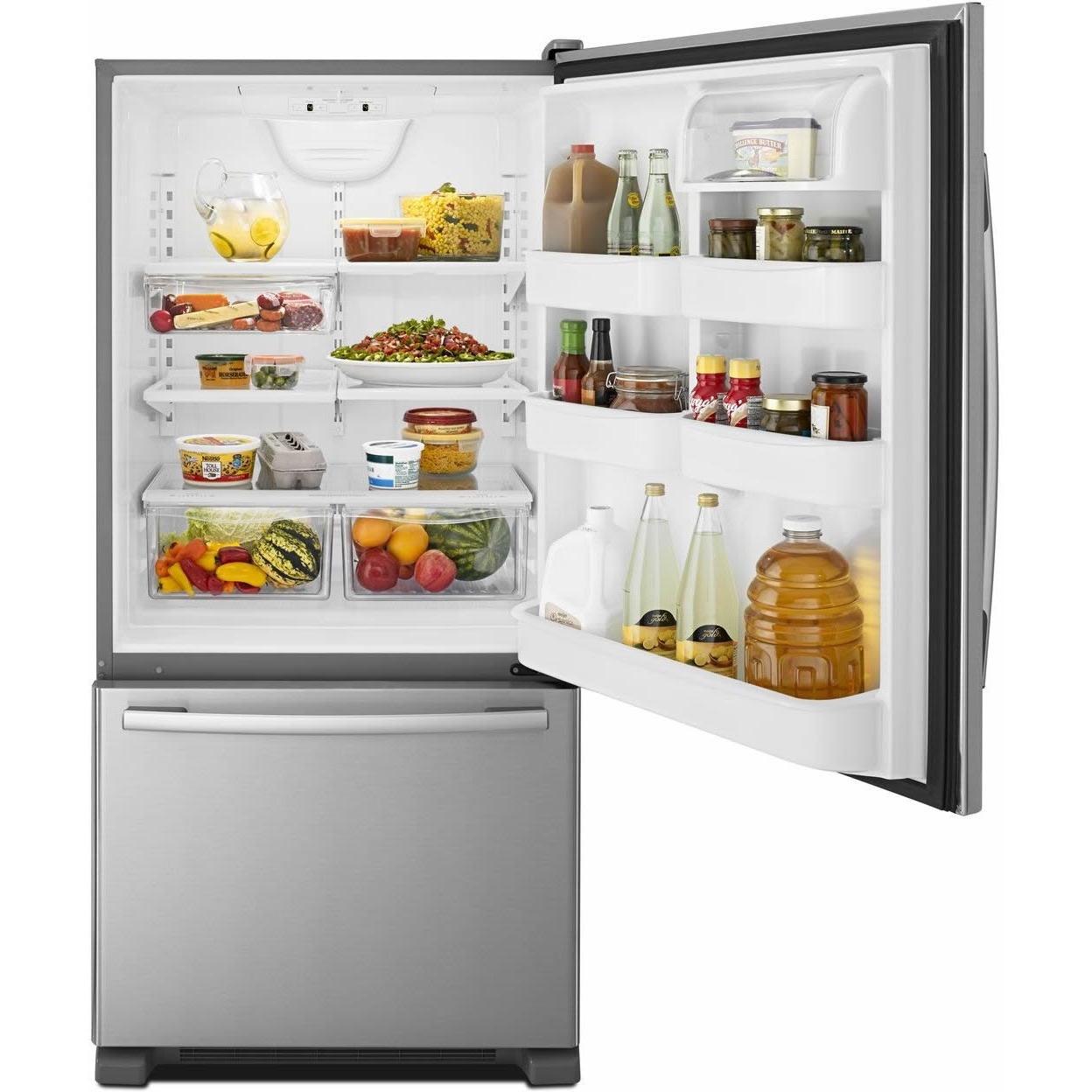Amana 33-Inch 22 cu.ft. Bottom Freezer Refrigerator ABB2224BRM - Energy Efficient Stainless Steel French Door Fridge for Kitchen, Home & Restaurant Use