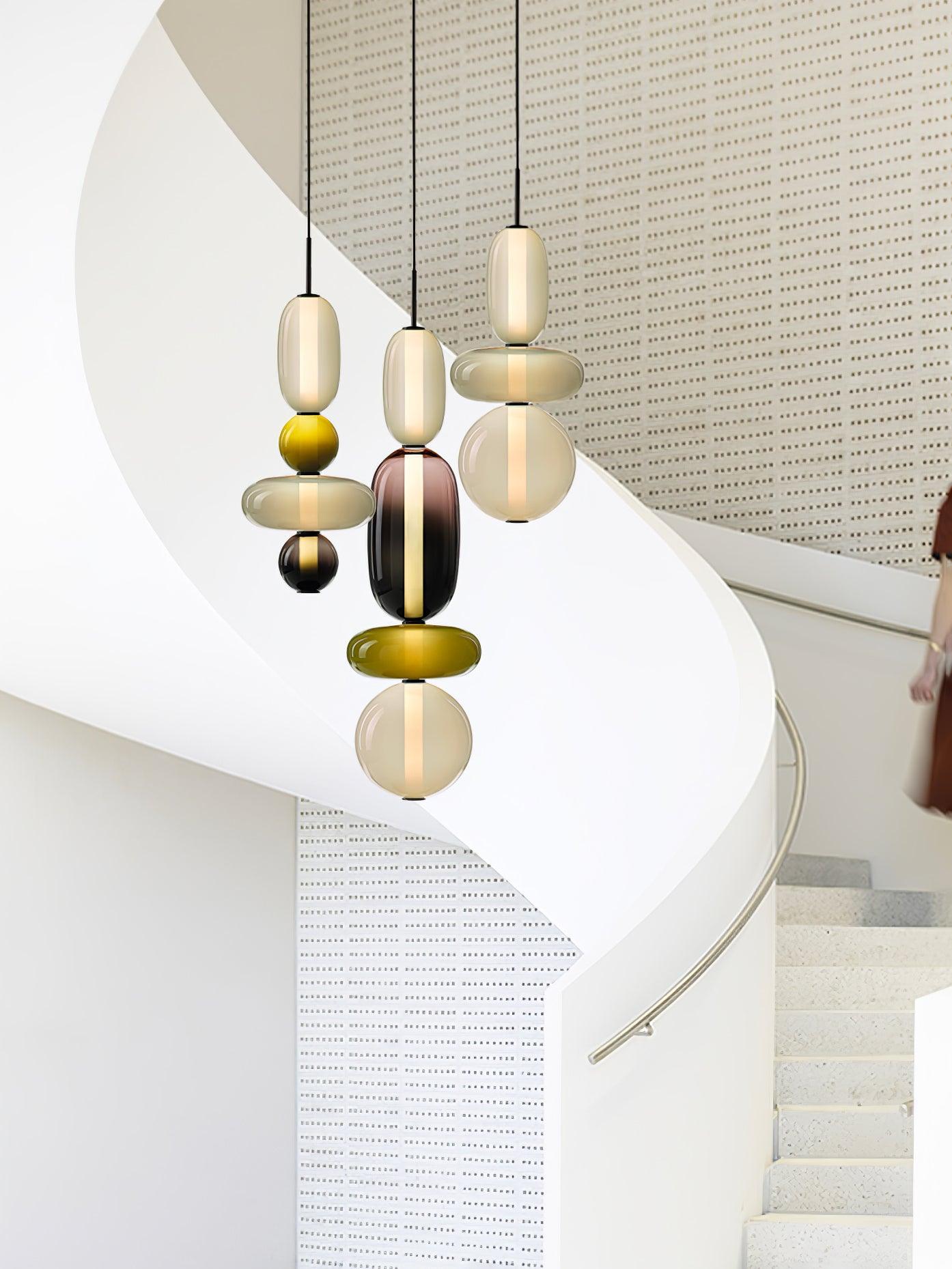 Stylish Candied Glass Pendant Light Set - Modern Hanging Fixture for Dining Room, Kitchen Island & Bedroom Decor