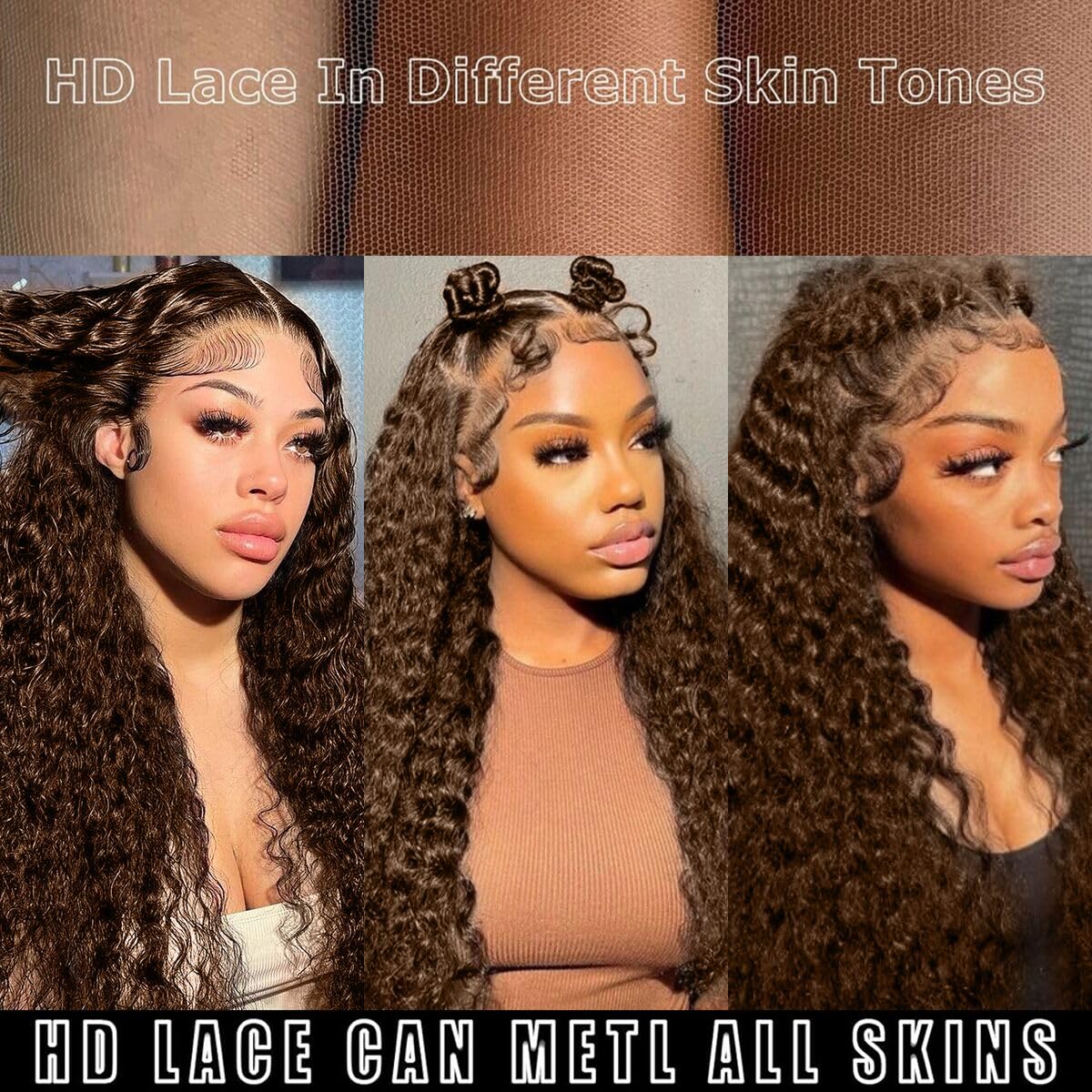 200 Density Chocolate Brown 30 Inch 13x6 HD Deep Wave Lace Front Wig - 100% Human Hair Colored Curly Lace Frontal Wigs with Pre-Plucked Natural Hairline | Glueless & Breathable for Daily Wear, Parties & Special Occasions