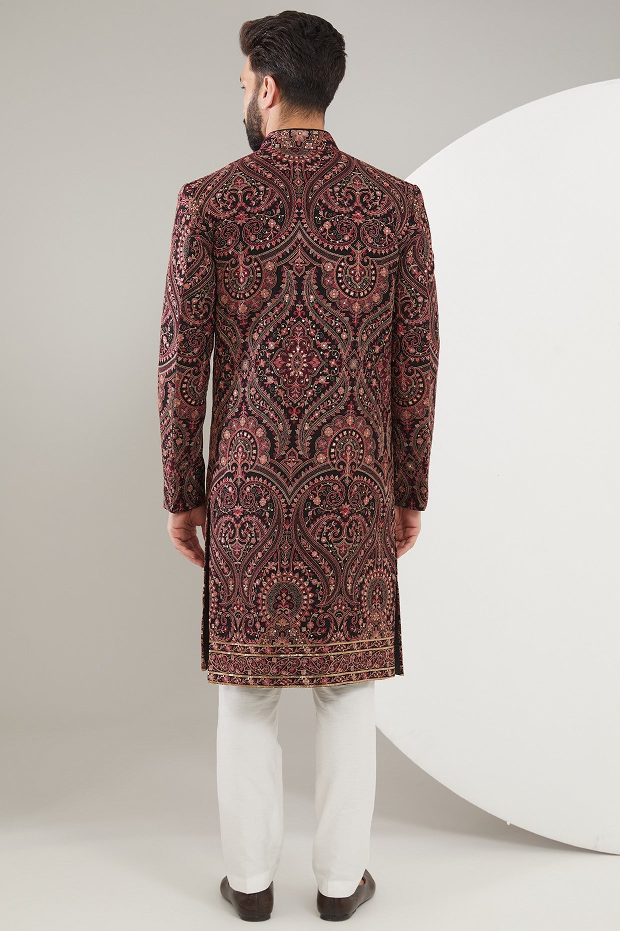 Exquisite Kashmiri Thread Work Sherwani for Men - Traditional Embroidered Wedding Attire - Perfect for Indian Weddings, Festivals & Special Occasions