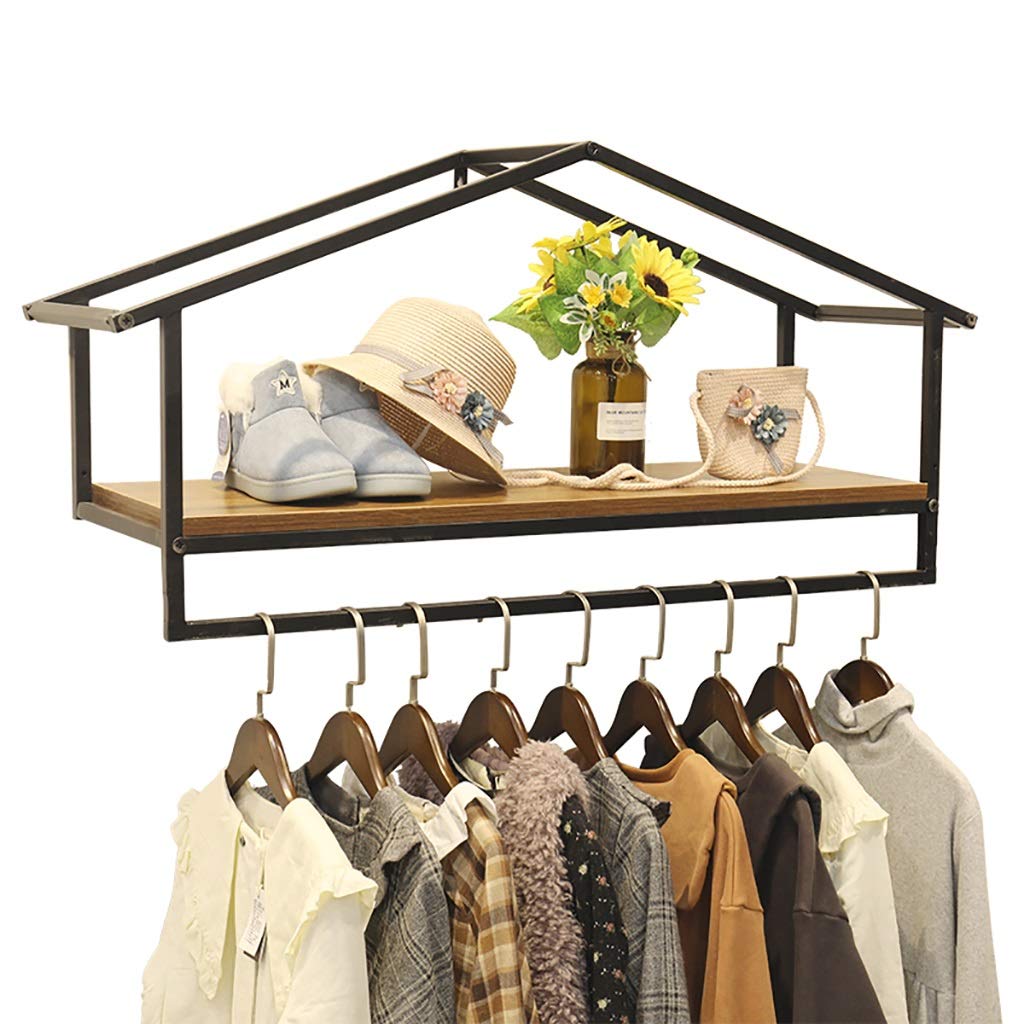 Kids Clothing Display Rack - Wall Mounted Floating Shelves with Garment Rod, Durable Iron Clothes Rack for Boutique (120x28x47cm) - Perfect for Retail Stores, Children's Boutiques & Home Organization