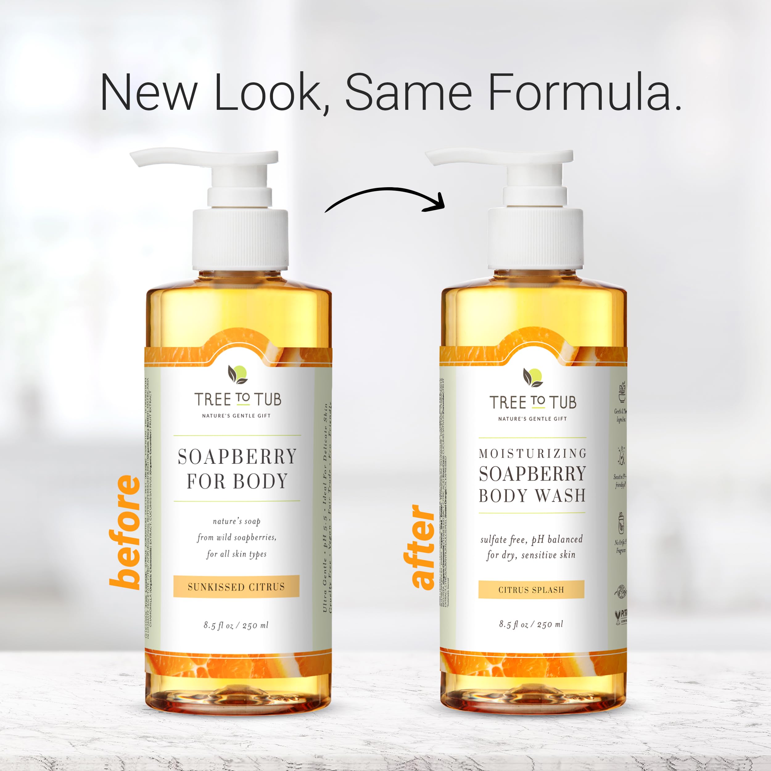 Tree to Tub Citrus Body Wash for Dry & Sensitive Skin - pH Balanced Moisturizing Shower Gel, Sulfate-Free Hydrating Body Wash for Women & Men - Perfect for Daily Shower & Post-Workout Refreshment