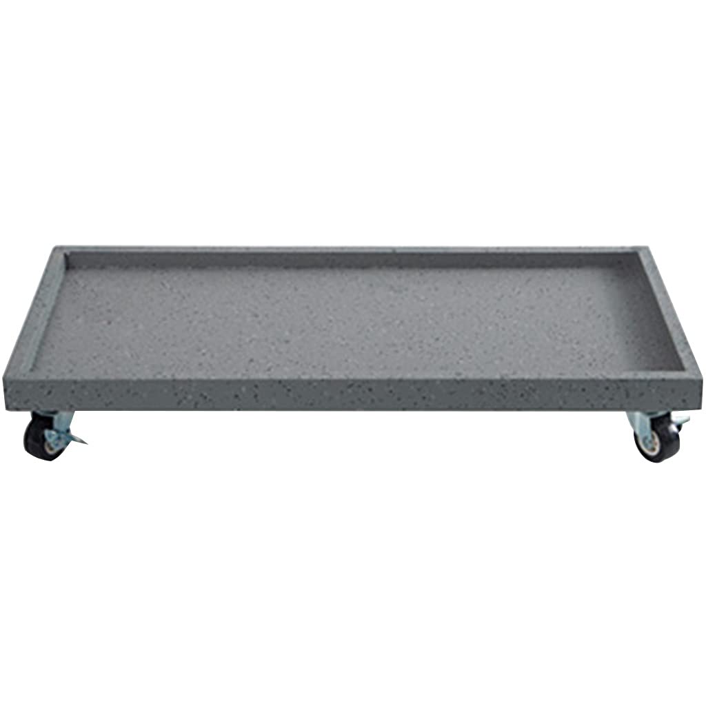 Modern Rectangular Plant Caddy with Wheels - Heavy Duty Mobile Flower Pot Stand (47x24cm, Load Capacity 50-400kg) for Balcony, Garden & Indoor Plant Moving - Stone Texture Design, Color Option B