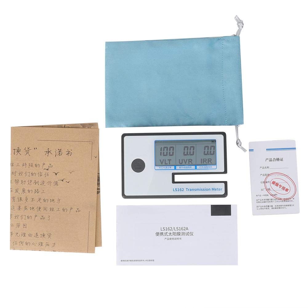 LS162 Digital Window Tint Meter - Solar Transmission Tester for UV/IR Rejection & Visible Light Measurement (Up to 8mm Slot) - Perfect for Auto Glass, Home Windows & Solar Film Testing
