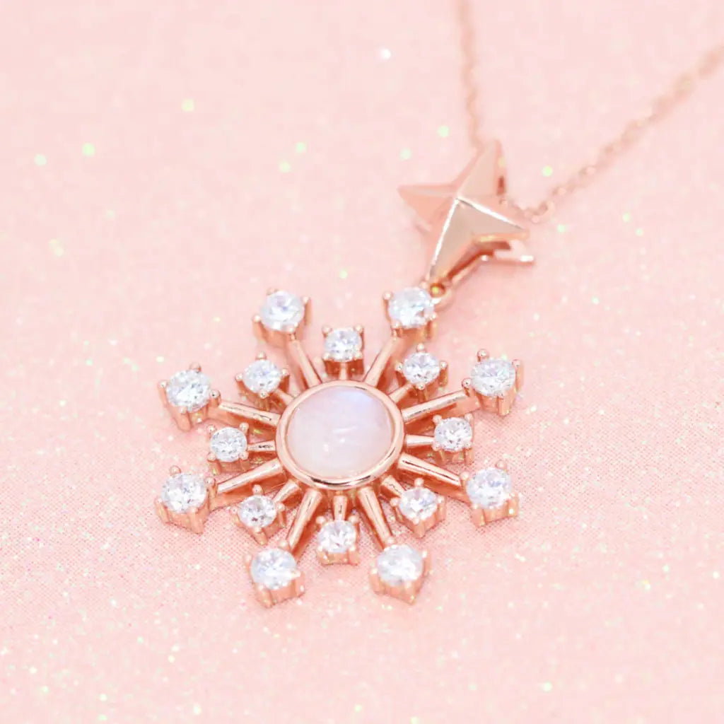 Ella Moonstone Burst Pendant Necklace - Natural Gemstone Jewelry for Women - Perfect for Boho Style, Meditation & Spiritual Healing