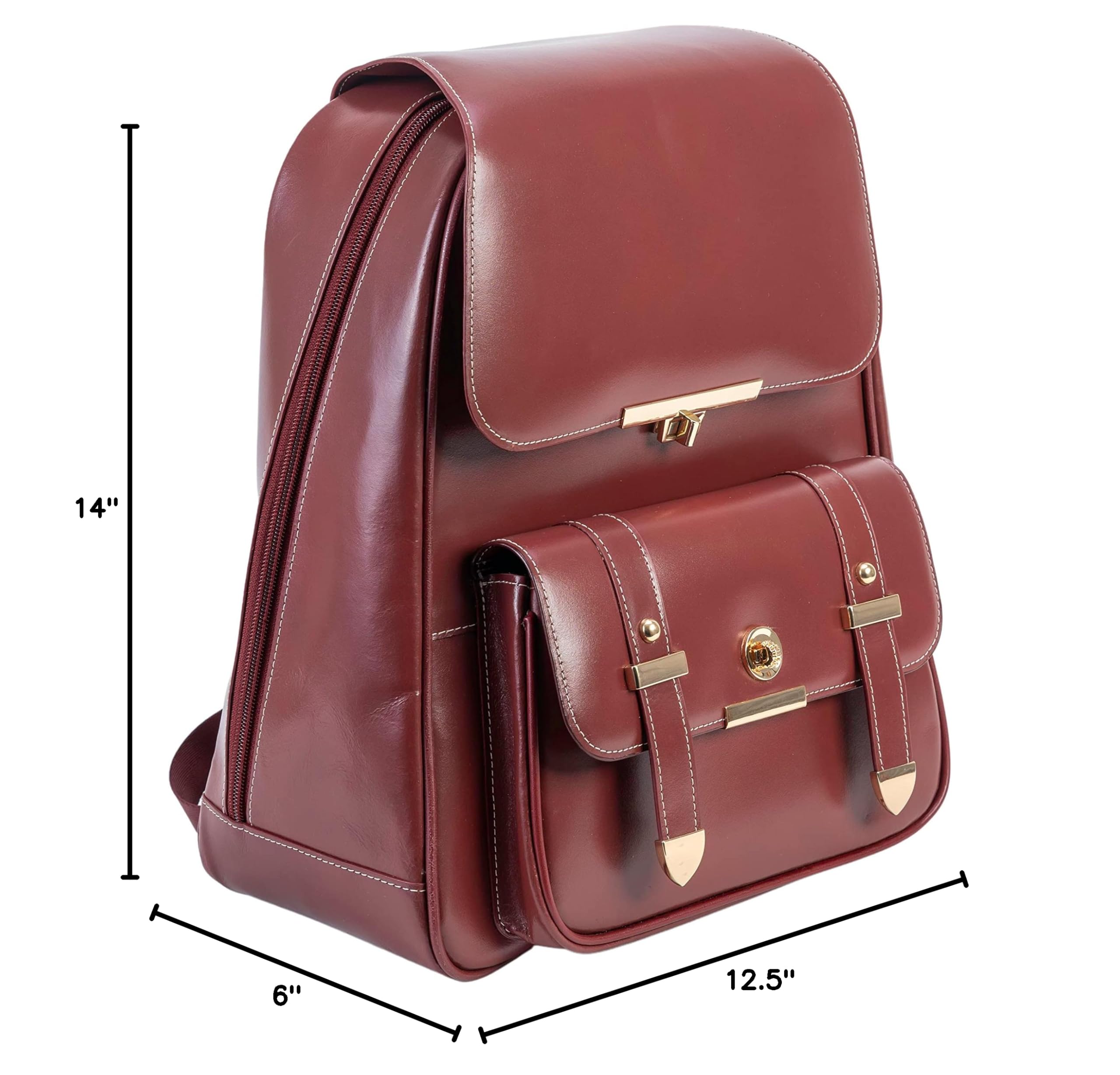 Professional Women's Leather Laptop Backpack for Business & Travel - Slim Tablet Compartment, Durable Small Work Bag (Red) - Perfect for Office Commute, Business Trips & College Use