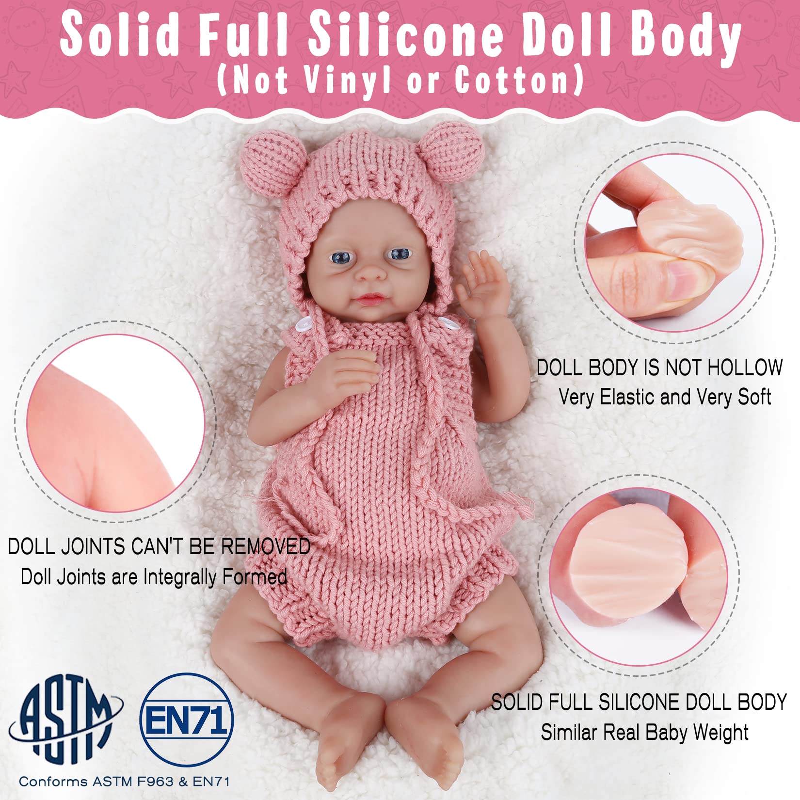 Vollence 18 Inch Realistic Full Silicone Reborn Baby Doll - Handmade Lifelike Girl Doll for Collectors, Gift Giving, Photography Props & Nursery Decor