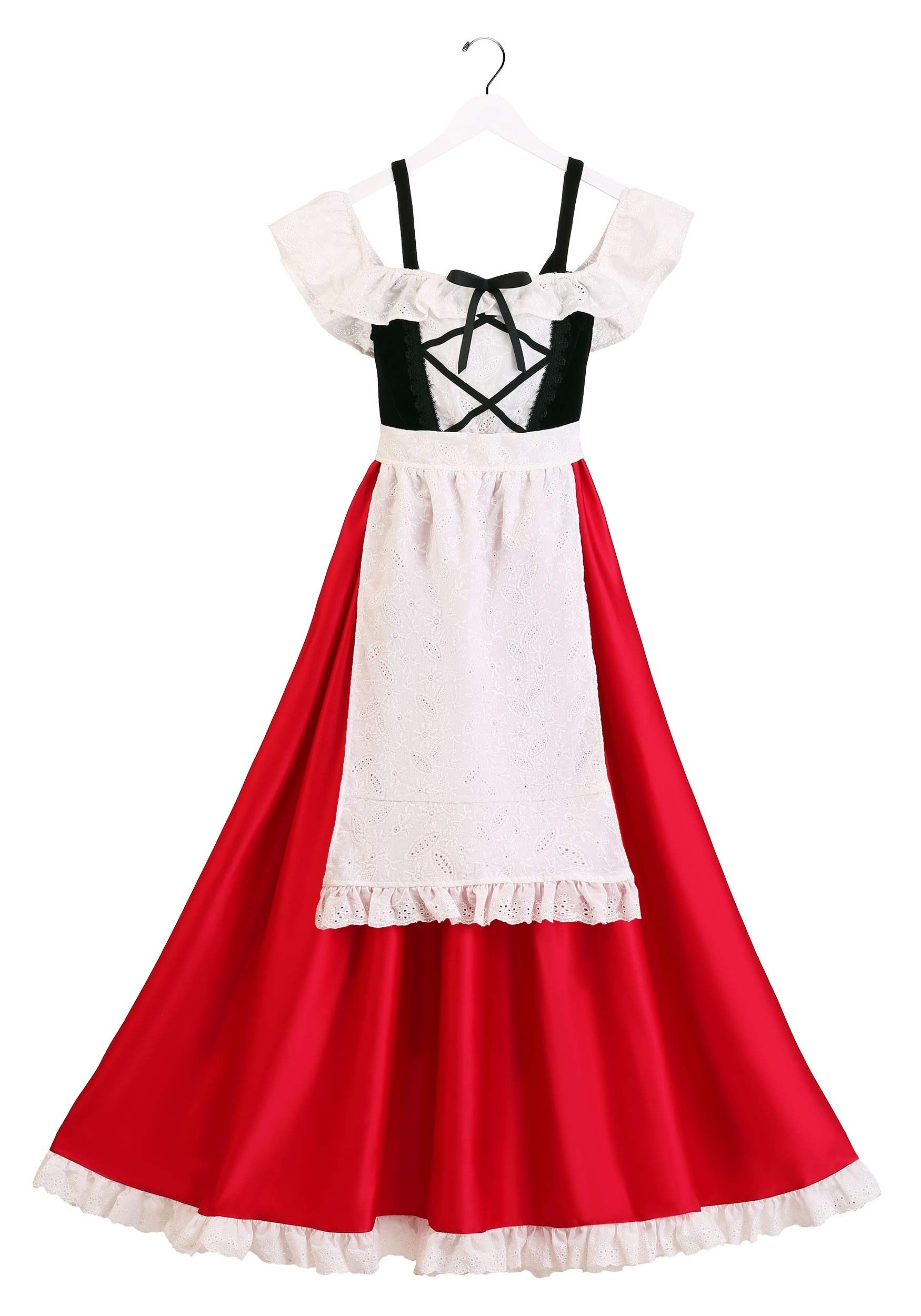 Women's Deluxe Little Red Riding Hood Costume - Adult Fairytale Dress with Hooded Cape & Apron for Halloween, Cosplay, and Themed Parties