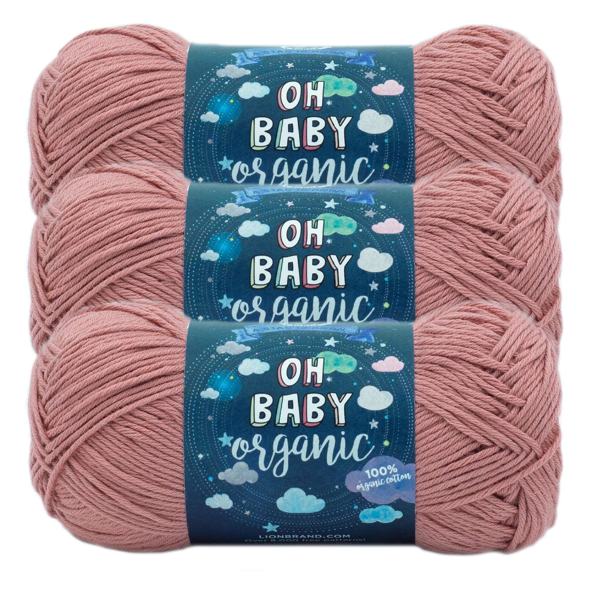 (3 Pack) Lion Brand Yarn Oh Baby Yarn - Soft Baby Pink Rose Color - Perfect for Knitting Baby Blankets, Hats & Crochet Projects