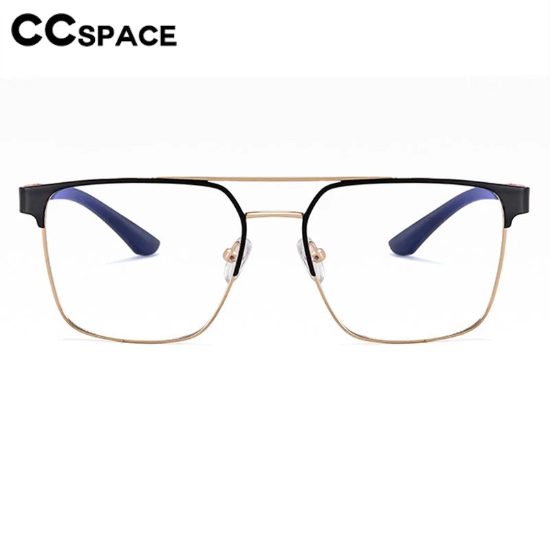 CCspace Unisex Full Rim Square Double Bridge Alloy Eyeglasses Frame 301561 - Stylish & Durable for Work, Reading, and Everyday Wear