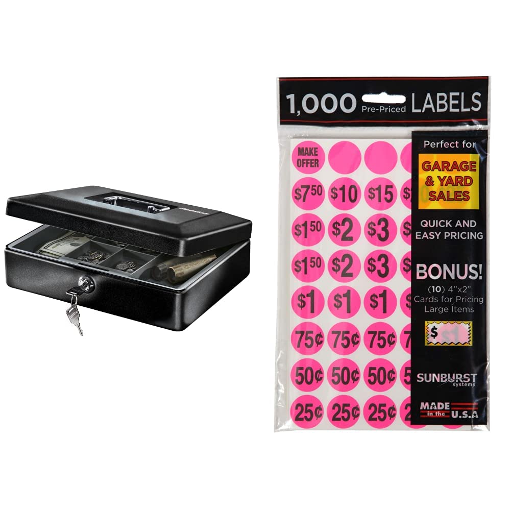SentrySafe Fireproof Money Safe Box - Secure Cash Storage for Home & Business - Includes Garage Sale Pricing Stickers - Ideal for Retail Stores, Flea Markets & Personal Valuables Protection