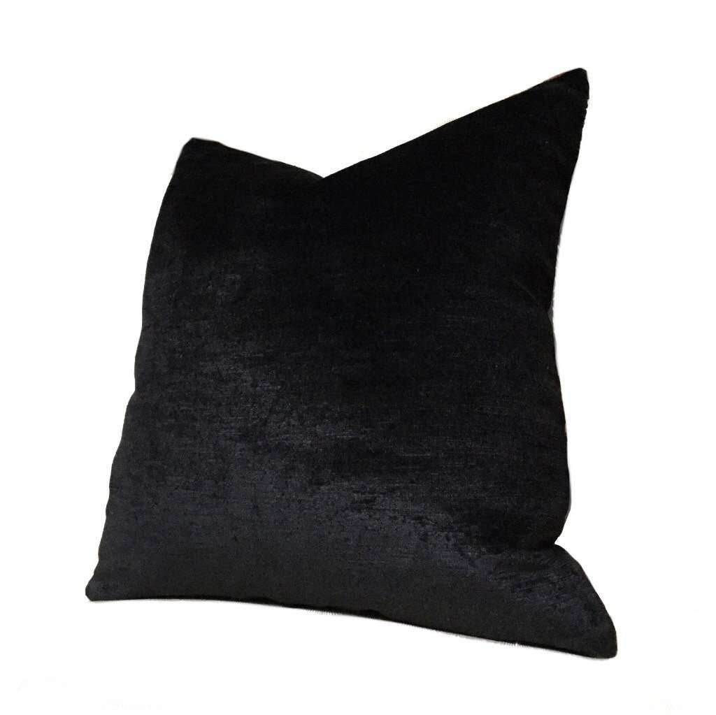 Premium Solid Black Libretto Microfiber Velvet Pillow Cover - Soft Luxury Cushion Case for Sofa, Bed & Home Decor (18x18 Inches)