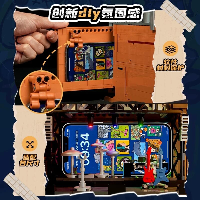 Funwhole F9068 Music Brick Factory Livehouse Building Set - Creative DIY Toy for Kids & Adults, Perfect for Music Lovers & Collectors - Great Gift for Birthday, Christmas & Home Decoration