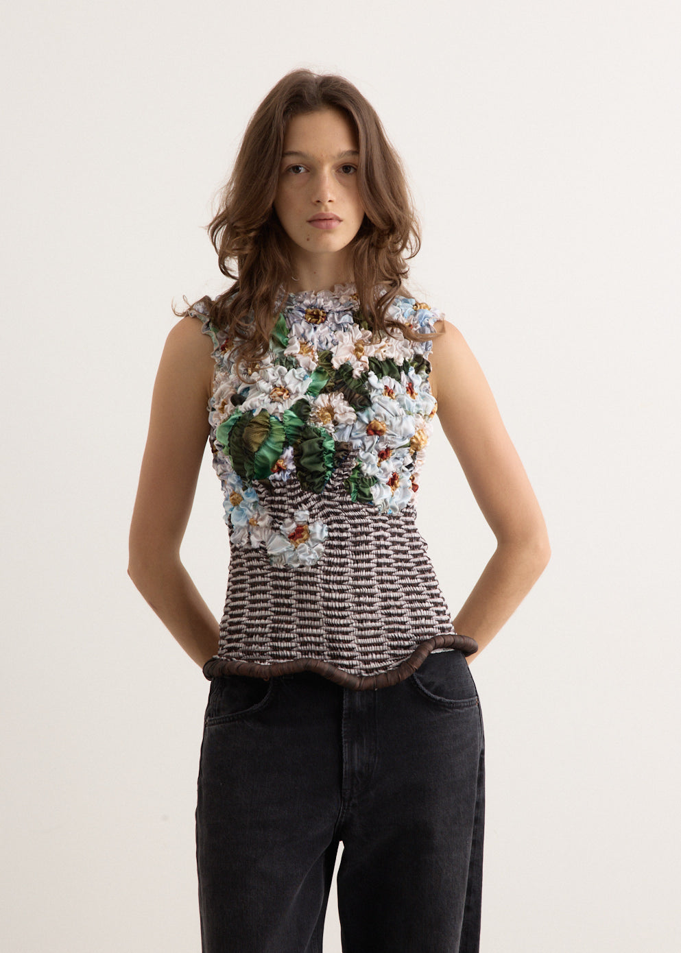 White Blossom Tank Top for Women - Floral Print Summer Sleeveless Shirt | Perfect for Beach Outfits, Casual Wear & Vacation Style